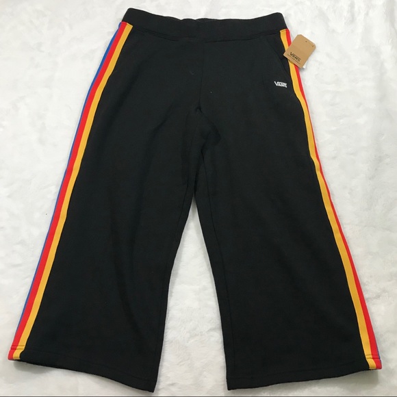NWT VANS Rainee rainbow crop pants black stripe Sm - Picture 5 of 8